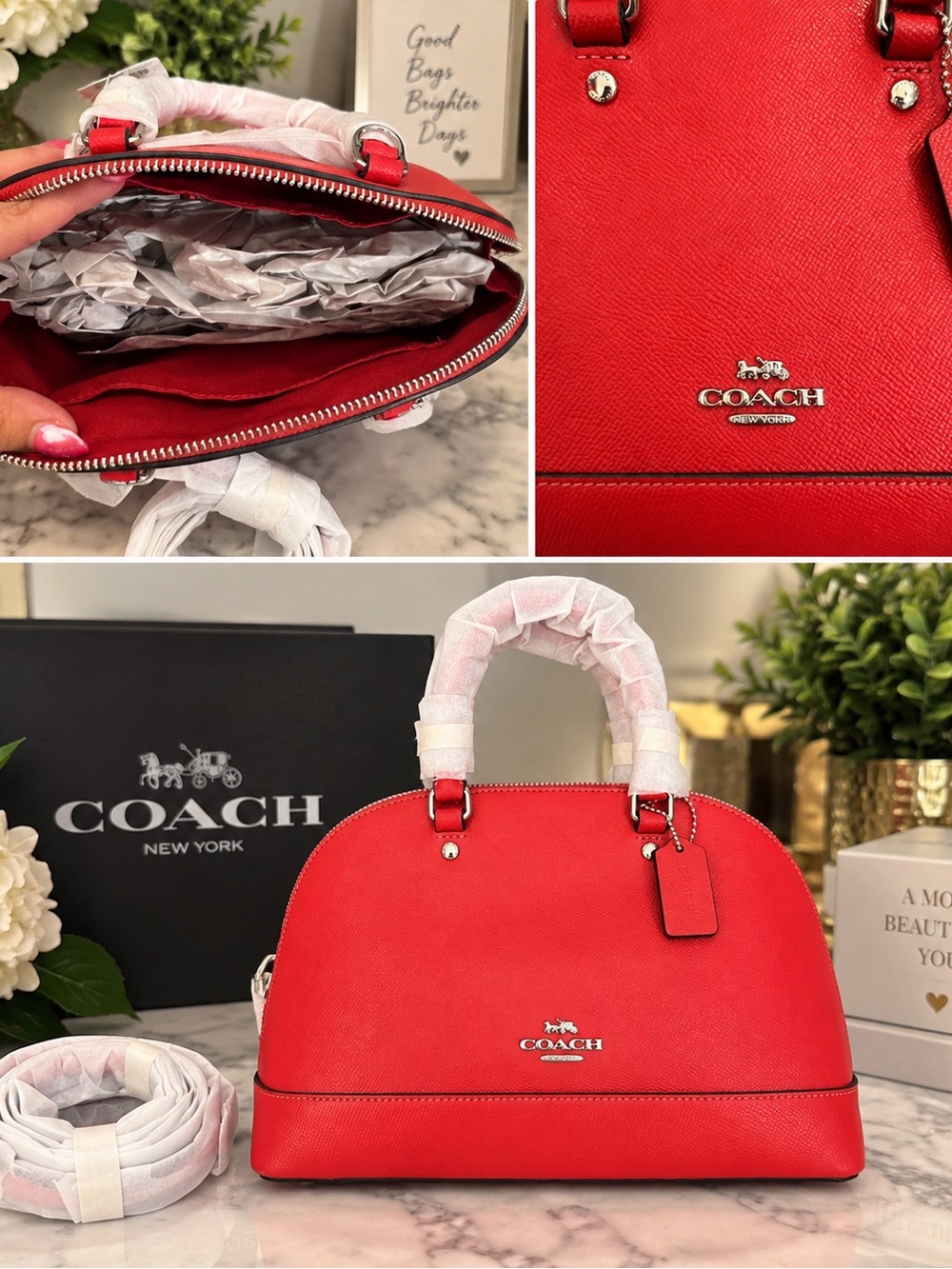 Coach Authentic Red Dome Satchel Bag